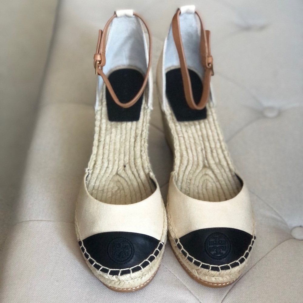 HOST PICK Tory Burch Cap Toe Espadrille Wedges - Picture 2 of 6
